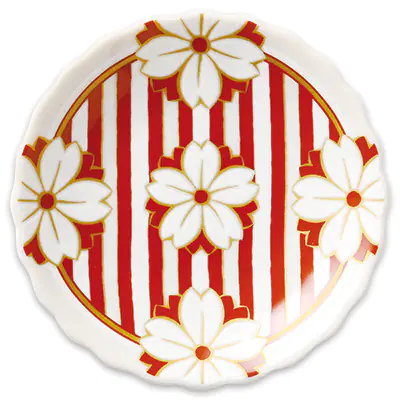 Kutani Porcelain Plate - Stripes